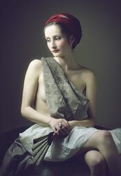 Woman with white fan #2